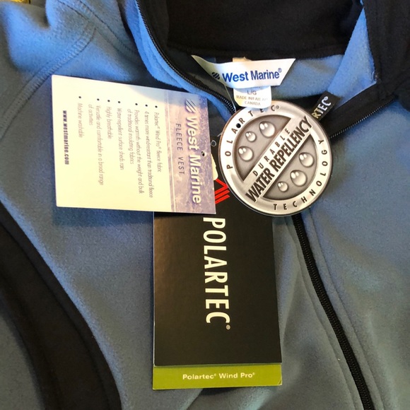 WEST MARINE Large PolarFleece ColorBlock Blue Full-Zip Cozy Fall Hike Camp NEW - Picture 8 of 12